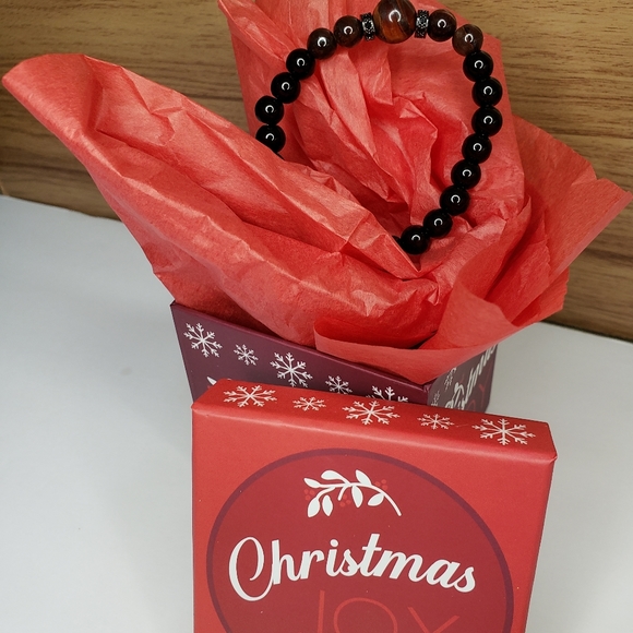 TIGER EYE BRACELET WITH BLACK ONYX BEADS FOR MEN AND WOMEN - Picture 10 of 11